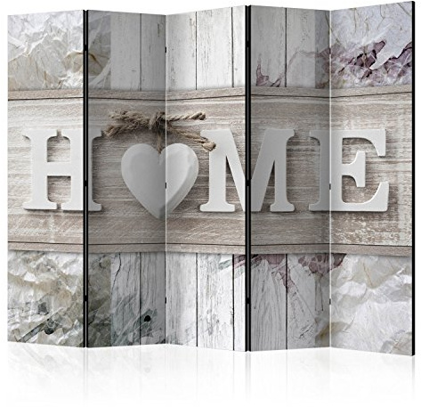 murando - Paravent Raumteiler Innen Home Holz-Optik 225x172 cm 5-teilig Einseitig Raumtrenner Trennwand Holz Room Divider Mobiler Sichtschutz Spanische Wand Raum Abtrennung weiß beige m-C-0250-z-c