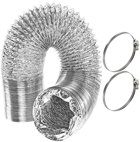 SPARES2GO Universal 5m Extra Long Aluminium Flexible Tumble Dryer Vent Hose Exhaust Pipe (4 / 100mm) + 2 x Screw Clips