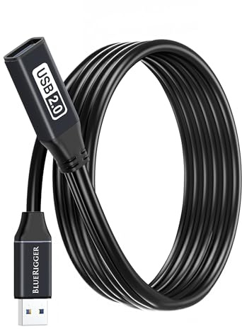 BlueRigger USB Extension Cable (5M, USB 2.0, Active, Type A Male to Female, Repeater Cable) - Compatible with Game Consoles, Printer, Camera, Webcam, Flash/Hard Drive, Keyboard