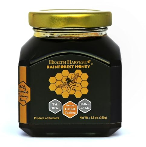 Miel de Tualang Gold de primera calidad, 250 g (TA 10,5+, recuento de polen 6,5 M+, variedad de polen 200+), opción suprema para rehabilitación, cruda, sin pasteurizar, sin filtrar