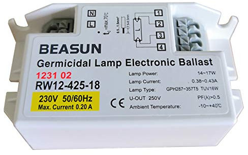 FZLFTWSY TEPRO RW12-425-18 RW12-180-10 230V 8W 18W UV Germicidal Lamp Electronic Ballast for 1 Lamp Lighting Starter (RW12-425-18)