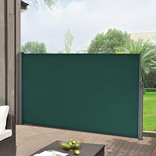 pro.tec Brise-Vue pour Balcon Terrasse Jardin Store Latéral Pare-Soleil Protection Intempéries UV Vie Privée Acier Polyester 180 x 300 cm Vert Foncé
