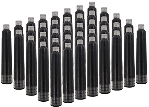 SIPLIV 40 cartucce di inchiostro nero con diametro del foro da 2,6 mm (39 mm), adatte per penne stilografiche in ottone e legno fatte a mano, mini penne da viaggio