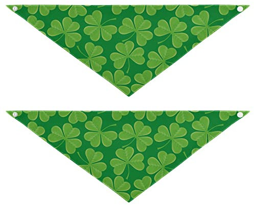 2 Stück Hundehalstücher Milch Seide Haustier Bandana Schal Druckknopf Dreieck Lätzchen Halstuch Set für kleine bis große Welpen Hunde Katzen große Saint Patricks Day Kleeblatt