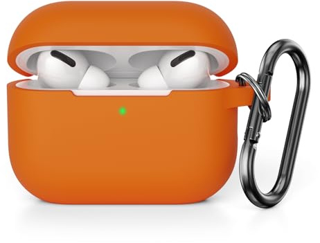 KOKOKA Coque Étui Protecteur Compatible avec AirPods Pro 2 Case, Housse de Protection en Silicone Anti-Choc, Souple, Antidérapant Etui de Protection pour Airpods Pro 2 (2022) avec Mousqueton, Orange