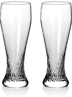 North Mountain Supply Cyclone Wheat Beer Glasses - Great for All Wheat Beers - 14 Ounces - Set of 2