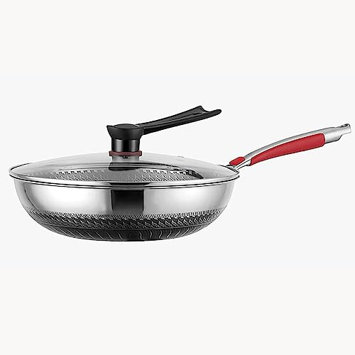 AZHANGYB Pentola Saltapasta Grande 34cm, Padella Wok in Acciaio al Carbonio per Fornelli Elettrici, A Induzione E A Gas Antiaderente, Resistente Ai Graffi