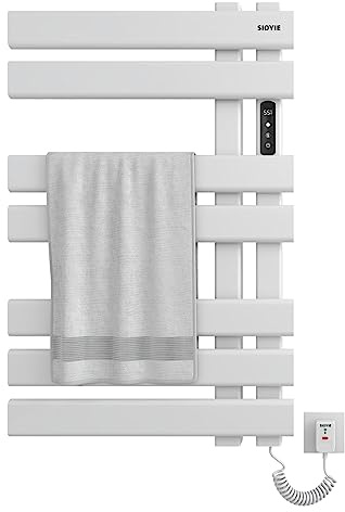 SKYLYZH Bad Heizkörper, WiFi Smart Weiß Heizkörper Handtuchhalter, für LED/APP/intelligenter Sprachlautsprecher, Handtuchtrockner, Badheizkörper, 450x720mm, Energie Sparen-WiFi White Right