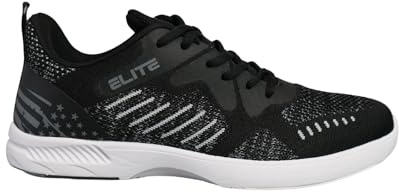 ELITE Men's Freedom USA Flag Athletic Lace Up Bowling Shoes with Universal Sliding Soles for Right or Left Handed Bowlers (Black/Grey, US Footwear Size System, Adult, Men, Numeric, Medium, 11)