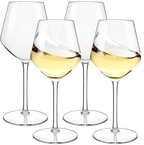 HAHASHOW Divino Calice Vino Bianco, 100% Tritan-Plastica Bicchiere da vino rosso, Adatto alla Lavastoviglie, 550ml, Set di 4
