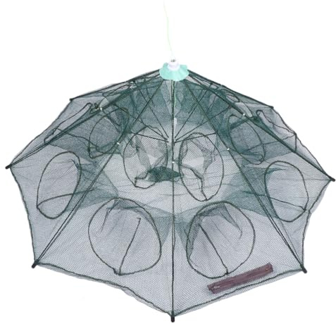 BESPORTBLE Foldable Umbrella Shrimp Net Fishing Cage Portable Hexagonal Mesh Crab Lobster Trap Compact Fishing Net for River Lake Pond