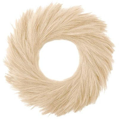 PY HOME & SPORTS Pampasgras-Kranz, 68,6 cm, großer künstlicher Pampas-Kranz für Haustür, draußen, alle Jahreszeiten, Boho-Kranz für Bauernhaus, Innenbereich, Heimdekoration, Fenster (Beige)