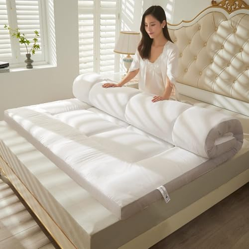 Japanische Bodenmatratze Futon Matratze, 8 cm Schlafmatte für Erwachsene Tatami-Matratzenauflage, Faltbare Matratze aus natürlicher Sojafaser, für Gäste, Schlafsäle, Camping, Sofas und Liegen(Col