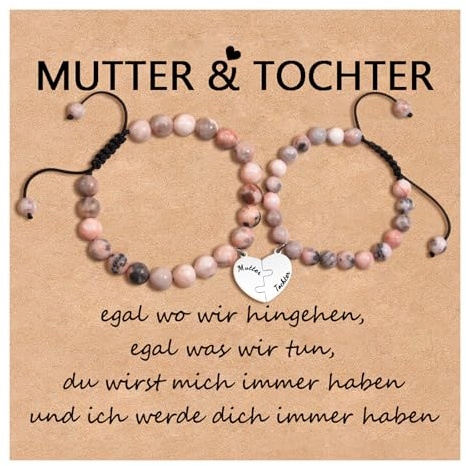 CheersLife Mutter Tochter Armband Mutter Sohn Geschenk für Familie Papa | Tochter Sohn Herz Armband für Mädchen Damen Jungen Armbänder Set für 2 Muttertag Zurück Zur Schule Weihnachten