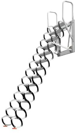 GddOGUK Pull Down Attic Ladder Manual Wall Mount Loft Ladder Space Saving Attic Stairs Ceiling Folding Ladder for Indoor and Outdoor