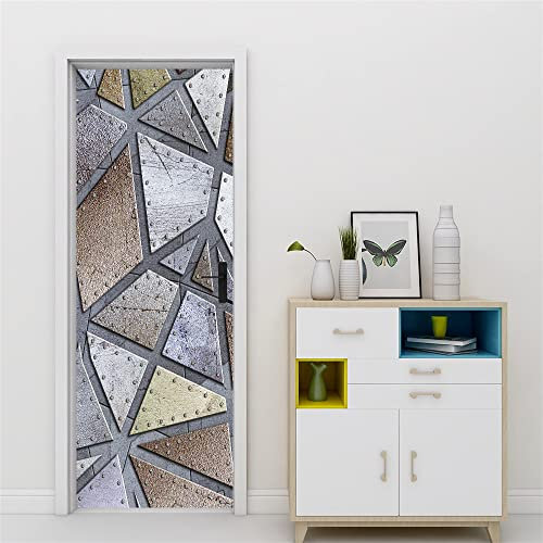 3D Türtapete 70x200 Türaufkleber Selbstklebend Türfolie Poster Fototapete Türbilder Türtattoos Wasserdichte Tür Stickers für Kinderzimmer Wohnzimmer Badezimmer Dreiecke