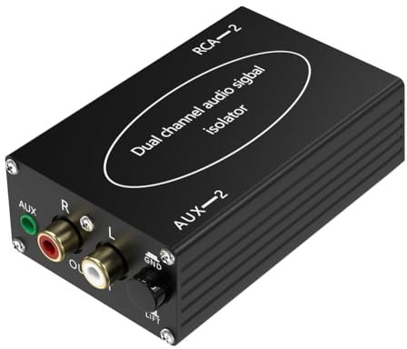 Qerwsdty Aislador Audio 2 Filtro Reductor de Ruido Eliminador Audio, Filtro Aislador de Ruido para Cine en Casa Audio Estéreo Negro