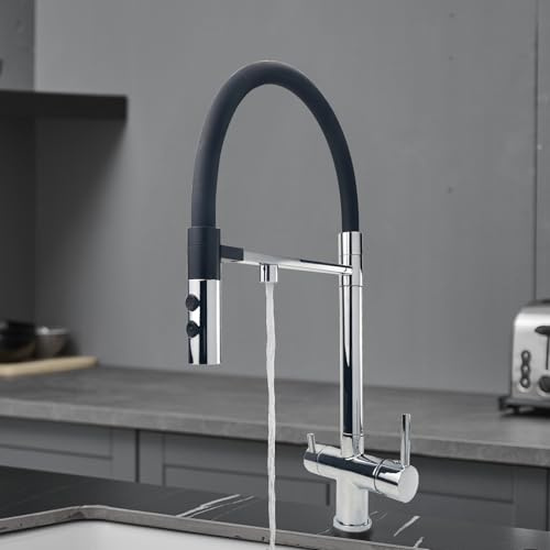 XJTNLB Grifo Cocina Flexible con Osmosis Cromado Grifo de Cocina Osmosis 3 Vias Extraible con 2 Salidas Mezclador de Fregadero