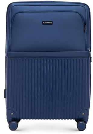 WITTCHEN AXIS | L 76x51x27 cm | Großer Koffer Reisekoffer | Hybrid ABS Nylon mit Reißverschlusstasche TSA Zahlenschloss Teleskopgriff 360° Rollen Leichtgewicht Hartschale Gepäck | Dunkelblau