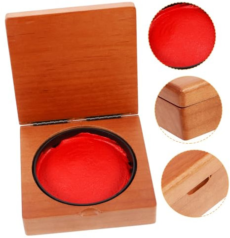 HOMSFOU Holz Stempelkissen Aufbewahrungsbox Tragbarer Vintage Siegelkasten Mit Deckel Kompakt Und Leicht Geeignet Für Runde Stempelkissen Praktisch Für Künstler Und Bürobedarf