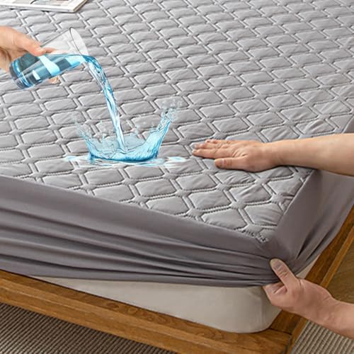 HIGHDI Matratzenschoner Wasserdicht 100 X 200 cm, Kinder Gestepptes Grau Topper Matratzenauflage, Waschbar, Atmungsaktive Matratzenbezug (Dehnbar Auf 27 cm)
