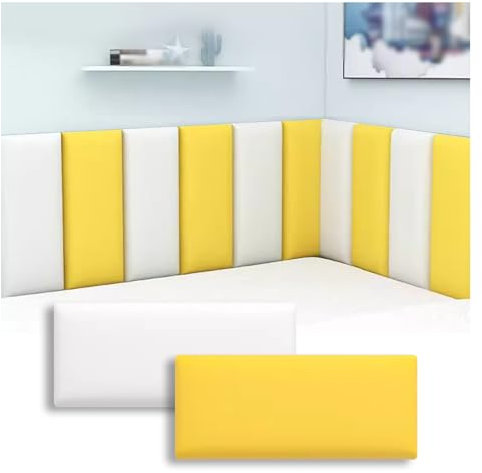 Panneaux muraux rembourrés, 20 x 50 cm - 2 pièces, Panneaux muraux 3D Anti-Collision, tête de lit autocollante pour décoration Murale intérieure de Chambre d'enfant (Couleur : blan