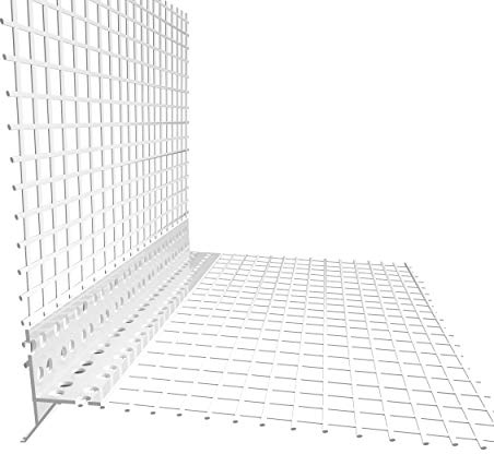 doitBau Profilo antigoccia, angolo di protezione angolare in PVC, rete di rinforzo, bordo antigoccia, 125 x 125 mm, lunghezza 2 m, 50 barre da 100 m, set per isolamento facciata WDVS, balcone