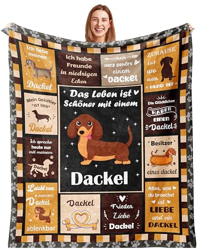 Bawzoey Coperta Bassotto, Regalo per gli Amanti del Bassotto, 150 x 130 cm, Poliestere, Patchwork, Rustico, 0.62 kg