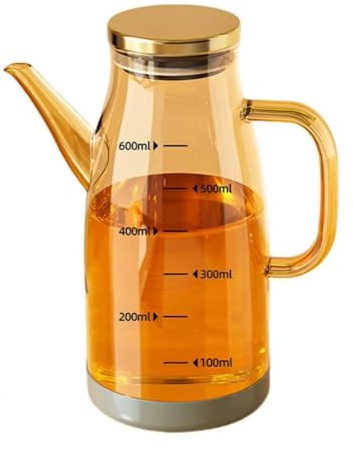 Bottiglia dispenser per olio in vetro con ugello antigoccia, contenitore dosatore resistente al calore, per olio d'oliva, aceto, salsa di soia (marrone, 800 ml)