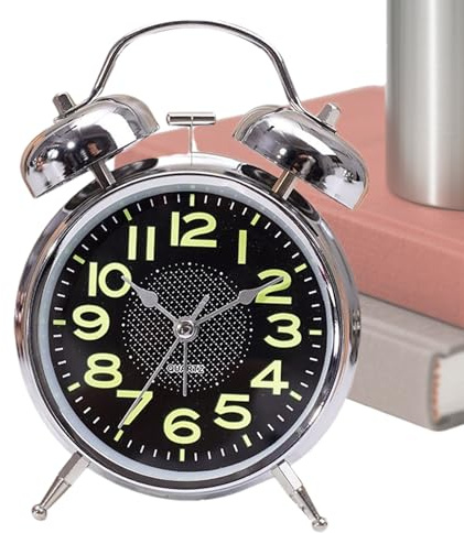 Sveglia a Campana | Sveglia Luminosa | Timer Vintage Silenzioso da 8 cm per la Camera dei Bambini, Anziani, Comodino, Scrivania, Dormiglioni, Viaggio, Letto e Casa