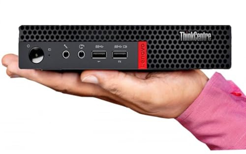 Lenovo ThinkCentre Mini ordinateur de bureau professionnel, design ultra silencieux, double moniteur 4K, mémoire 8 Go, SSD PCIe 256 Go, processeur AMD Dual-Core, USB-C, Wi-Fi, RJ-45, Bluetooth, KB et