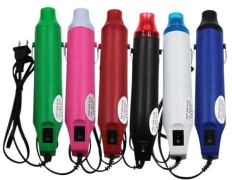 6 pistole ad aria calda professionali, confezione multicolore, strumento elettrico con controllo della temperatura, 200 °C max, lunghezza 22 cm, cavo da 1 m