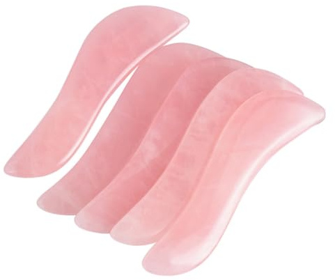 BAZEITFLOW Natürliche Rosa Quarzkristall Spa Board Massagebrett S-form für Frauen zur Schmerzlinderung und Hautpflege im Gesicht