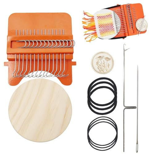 Beiykhera Speedweve Webstuhl Set 14 Haken Stopfmaschine Socken Webrahmen Groß Schulwebrahmen Strickmaschine Für Kinder Klein Webstuhl Mit Runde Holzplatte Dauerhaft Darning Loom Machine Webwerkzeug