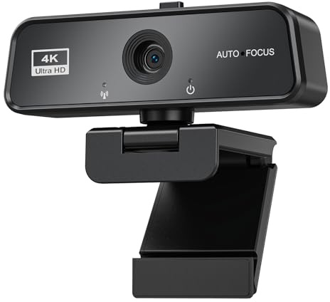 kacylzom Webcam for PC - 4K UHD Web Cam with Built-in Microphone Autofocus Webcam for Laptop USB Plug-and-Play Web Camera for Video Calls, Streaming & Online Learning