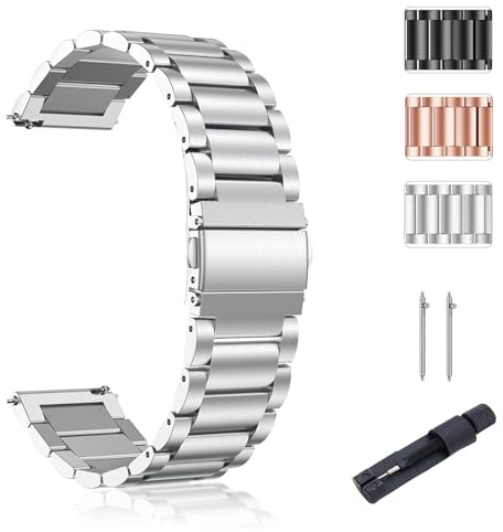 SUGARJAR 18/20mm Klockarmband rostfritt stål Kompatibelt med Withings ScanWatch 2 (38mm/42mm), Metall Armband för Withings ScanWatch Light/Nova Brilliant/ScanWatch Nova Damer Herrar