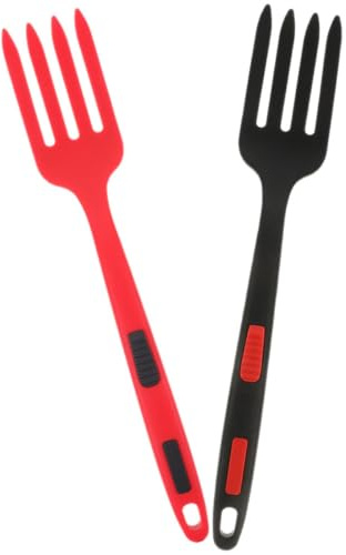 TOYANDONA Lot de 2 Fourchettes à Spaghetti Ergonomiques en Silicone Résistant à L'usure, 2 Couleurs, Ustensiles Cuisine Multifonctions pour Usage Domestique et Préparation de Pâtes