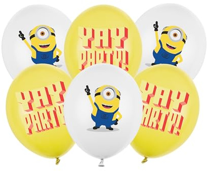 Globos de Minions de 30 cm, juego de 6 unidades, globos para helio o aire, globos de látex, decoración para fiestas con Mel & Yay Party! Diseño para cumpleaños infantil, juego de globos, decoración de