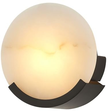 JISHUBO Lámpara de Pared Moderna de Estilo Industrial, Aplique de Pared Redondo de mármol de 7 Pulgadas, con Fuente de luz G9 y cableado Fijo, Ideal para Comedor, Pasillo o Dormitorio.