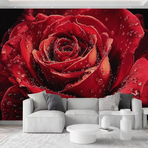 Fotomurales Tejido No Tejido 200 x 140 cm - Papel Pintado Fotográfico Tradicional Realista Óleo Floral Murales Rojo Póster para Niños Juvenil Salón Dormitorio Decoración Del Hogar