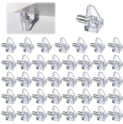 40 Pack 5mm Shelf Support Pegs, Clear Plastic Replacement Pins for Kitchen Cupboard, Cabinet Shelf Pins, Bookshelf and Furniture Shelf Brackets & Supports