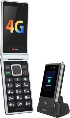TTfone TT990 4G Klapphandy mit Android 14 (De-Googled), WhatsApp, 3,5 Touchscreen, SOS-Taste, große Tasten, 64GB