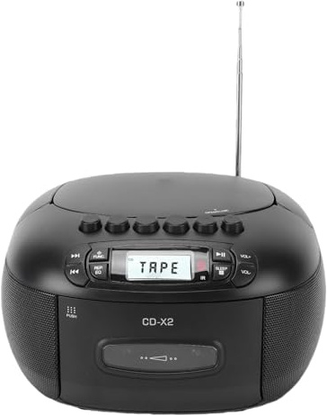 CCYLEZ Bluetooth CD Player Boombox with AM FM Radio Cassette Recorder USB AUX Remote LCD Display 3W Speakers Dual Power AC Battery for Portable Music Playback (# 1)