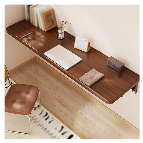 Foldable Wall-Mounted Desk Space-Saving Bureau Table for Office Study Kitchen Restaurant Bar - Walnut Color (80x30cm) - Versatile and Stylish Solution