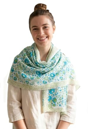 Rastogi handicrafts Scarf for women mini stall for girls hand block printed indian traditional design 70x20 inch 100% Pure cotton from - Multi -