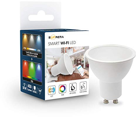 Suprema, Faretto Lampadina Multicolore Led Smart Wi-fi, Dimmerabile, Attacco Lampadina GU10, Compatibile come Faretti Alexa e Google Home