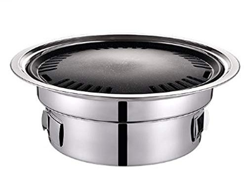 DLANDZ braciere da giardino rotondo in acciaio inox 40,6 cm per esterni patio in acciaio inox braciere barbecue per cortile, campeggio, picnic, falò, giardino W braciere per barbecue (taglia : L)