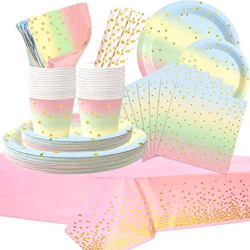 DUGEHO 101 Pcs Silver Polka Dots Birthday Party Tableware Set for 20 Guests - Includes Plates, Cups, Napkins, Straws, Tablecloth - Perfect for Baby Showers, Birthdays, Weddings