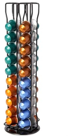 RIOVARM Supporti per capsule 40 Nero, Porta capsule Nespresso salvaspazio Tassimo, Portacapsule ruotabile a 360° e antiscivolo, Disponibile su entrambi i lati, Portacapsule Dolce Gusto Caffè