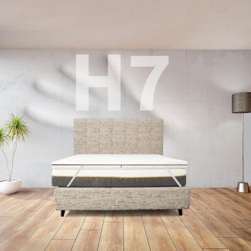Topper aus Memory-Schaum, weich, gegen Rückenschmerzen, Höhe 7 cm, für französisches Bett, 130 x 190 cm, abnehmbarer Topper, hypoallergen, mit Gummibändern zur Befestigung – Modell Cupid H7